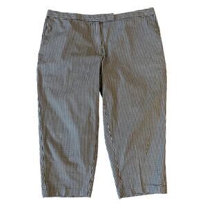 Gingham Cropped Pants Size 18 Cotton Spandex Stretch Pockets 21" Inseam